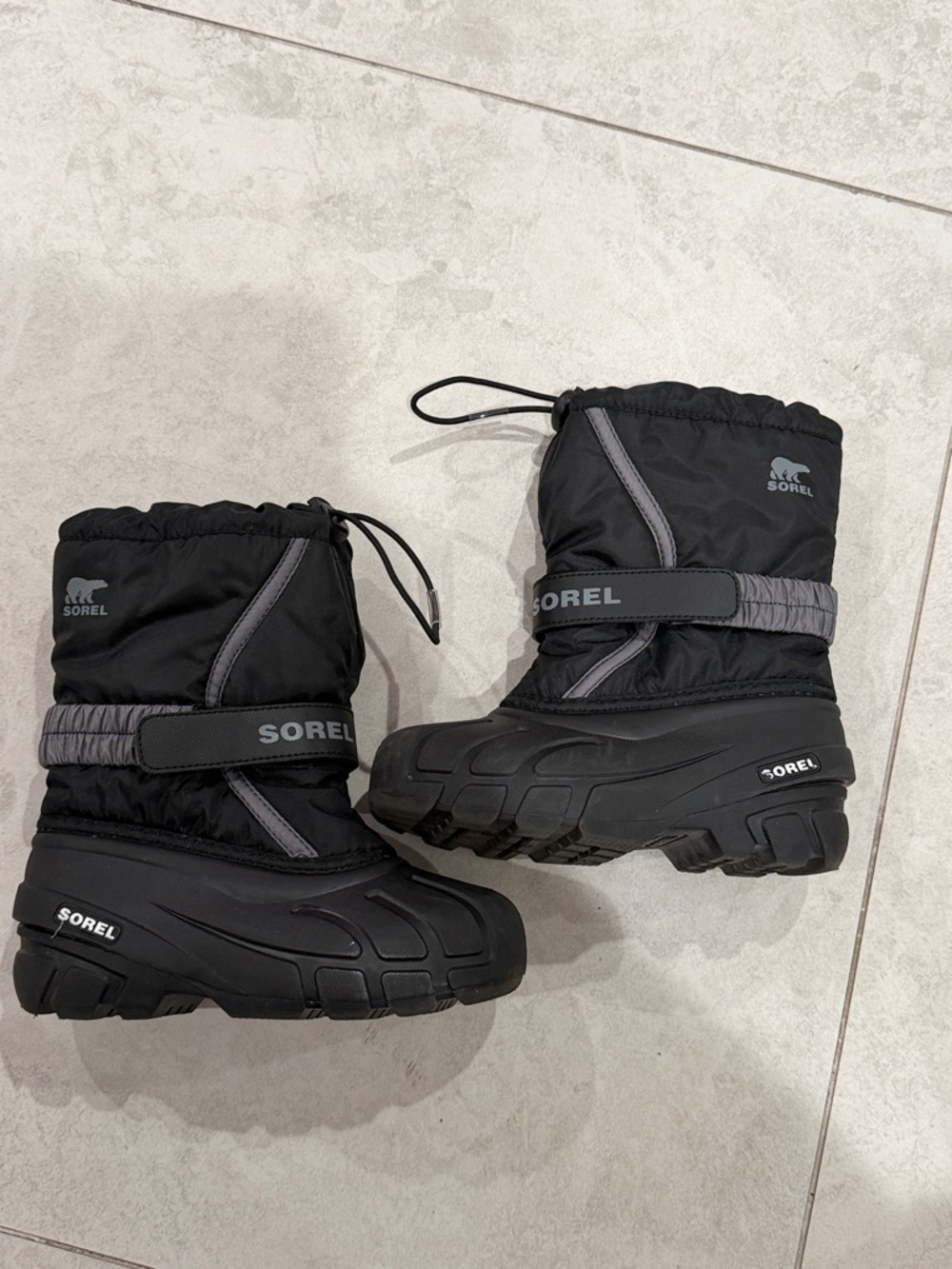Sorel Black Exterior with Dark green Lining Kids' Winter Boots